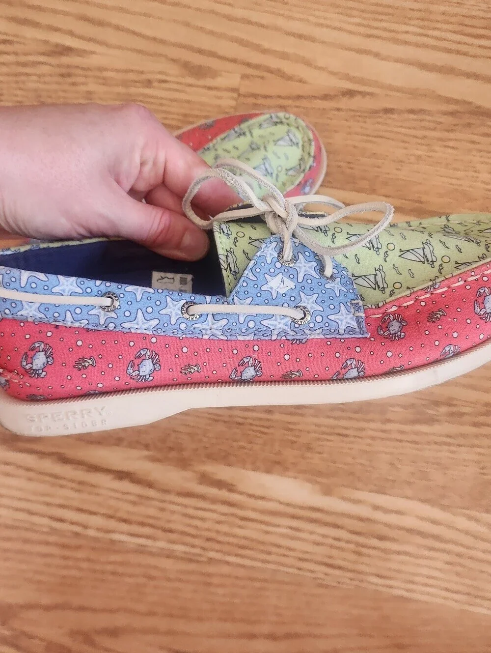 EUC Sperry X Vineyard Vines Kids Patchwork Patterned Boat Shoes, Size 5